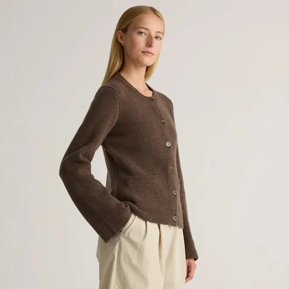 Quince Mongolian Cashmere Structured Cardigan in brown size S - Picture 3 of 16